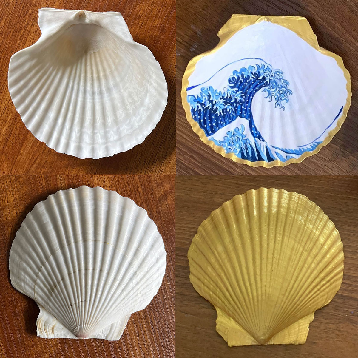 Hand painted Scallop Shell Painting